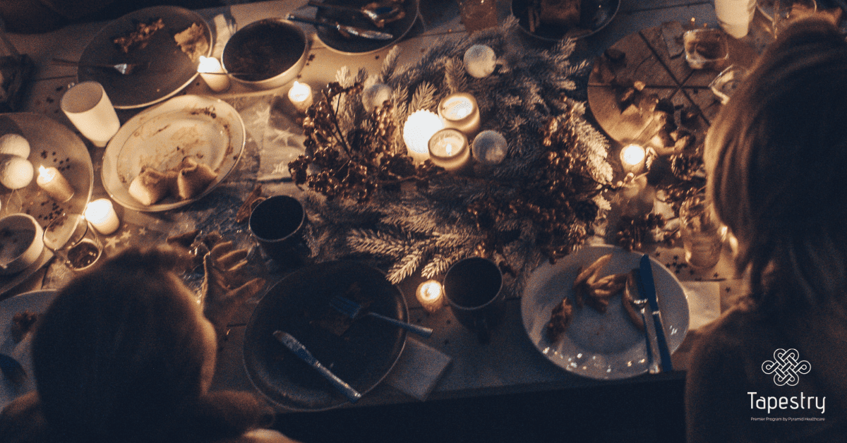 Candle lit table at Thanksgiving