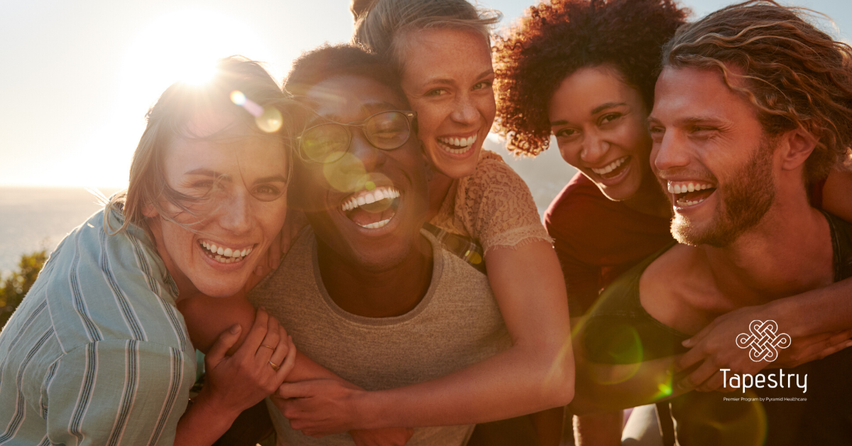 Friends smiling together