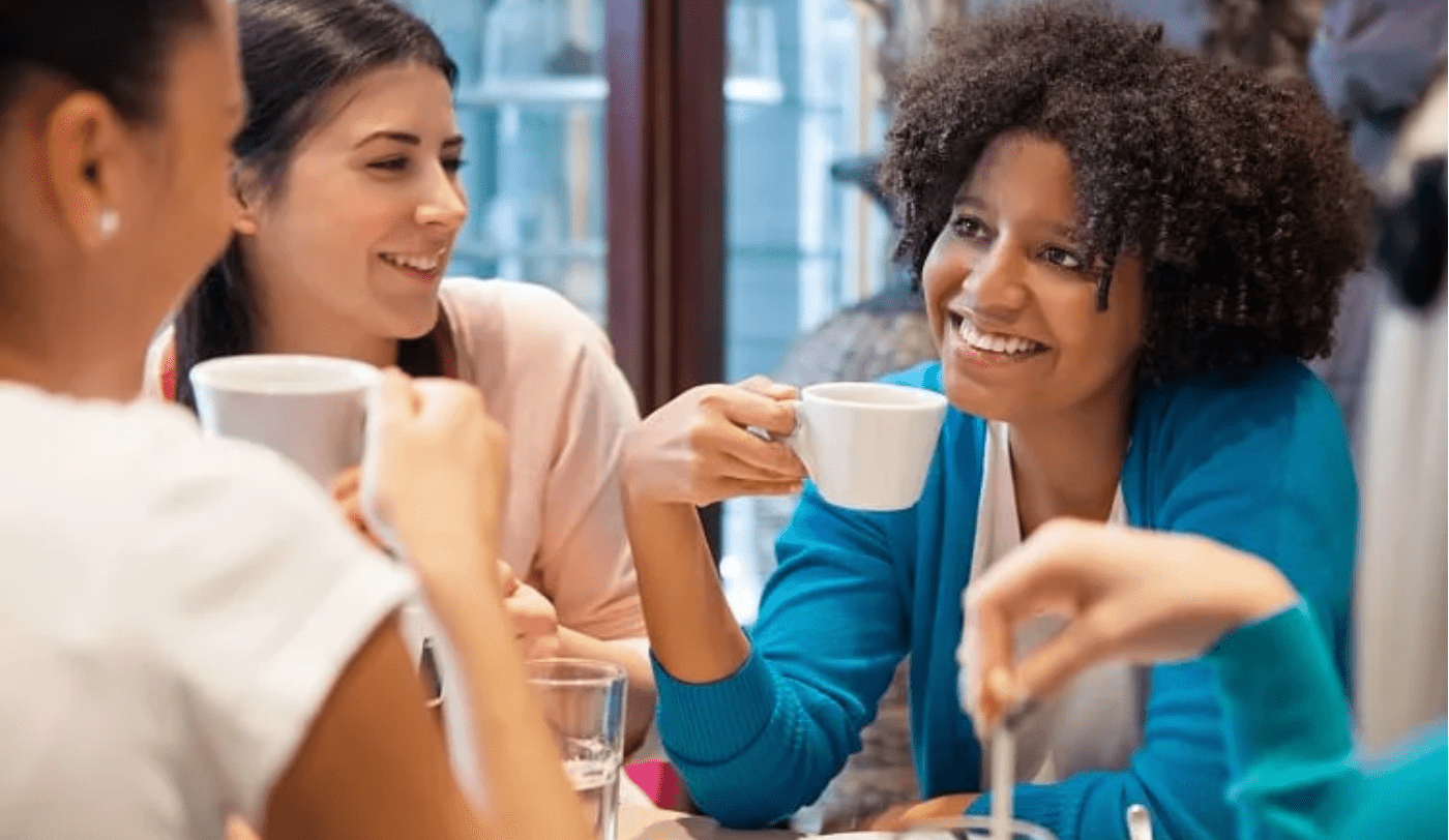 Group of female friends out having a cup of coffee/tea