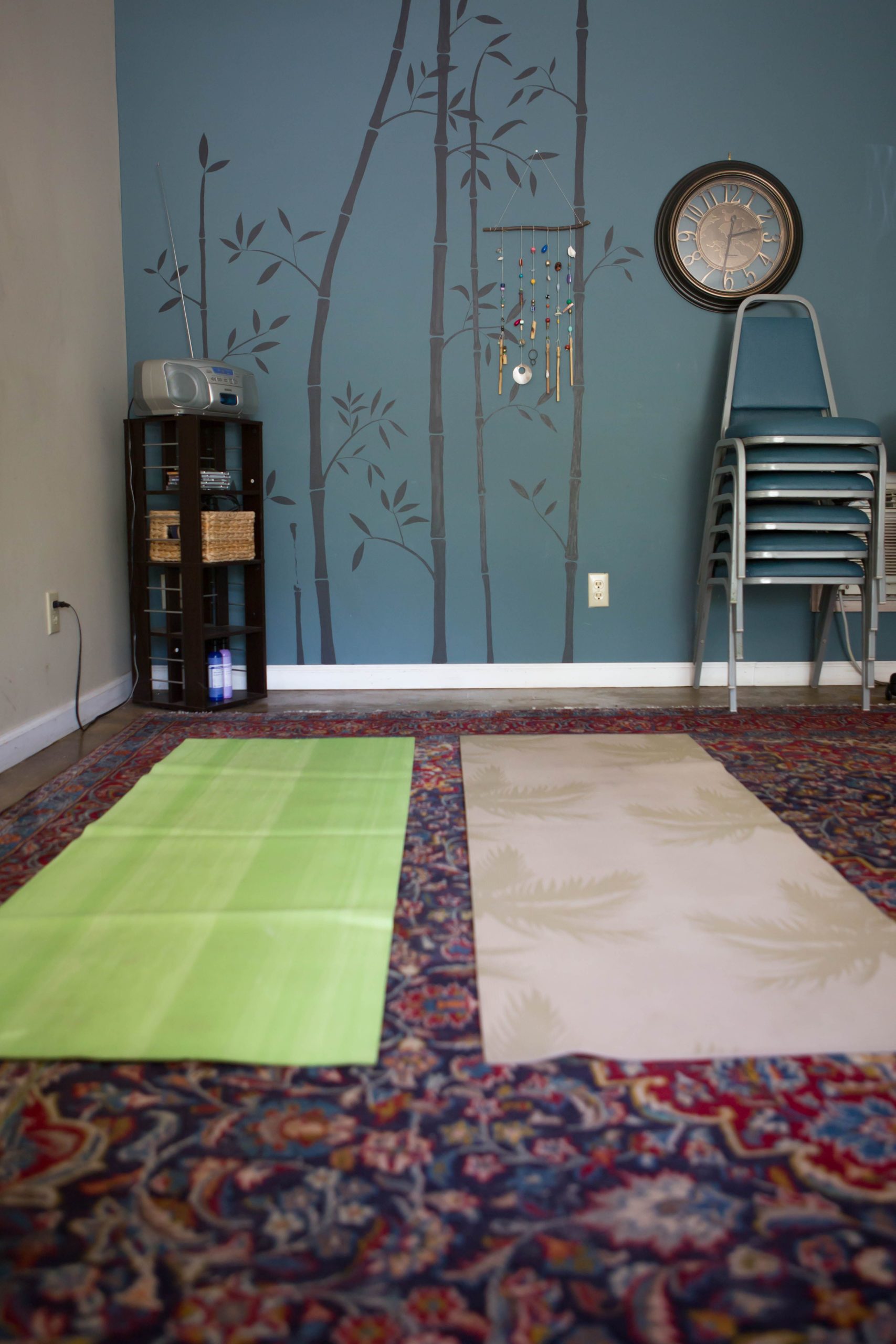 Yoga mats in the studio at Tapestry-Fletcher